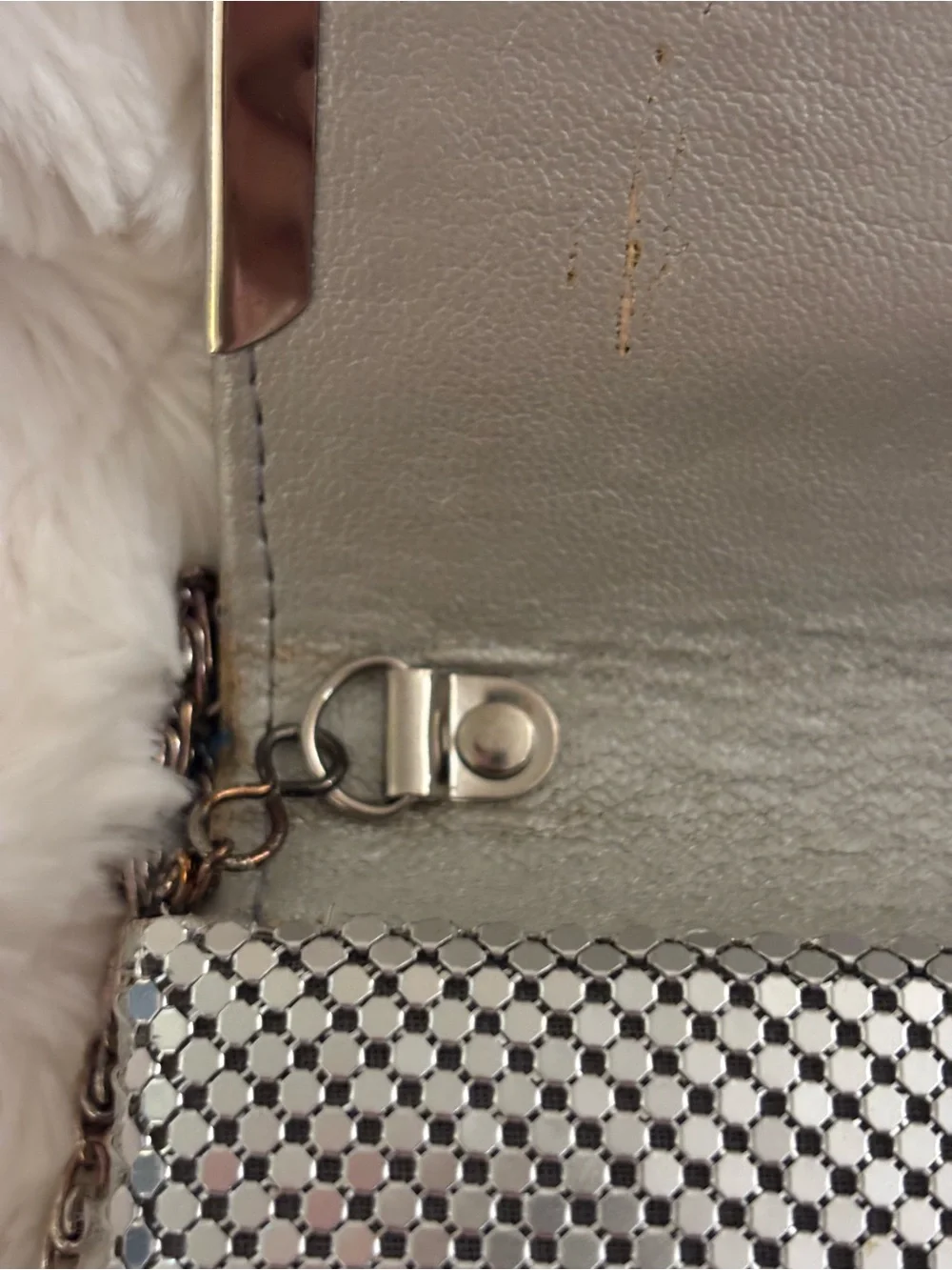 Vintage Carolyne Barton Silver Mesh Evening Clutch Shoulder Bag Chain Strap